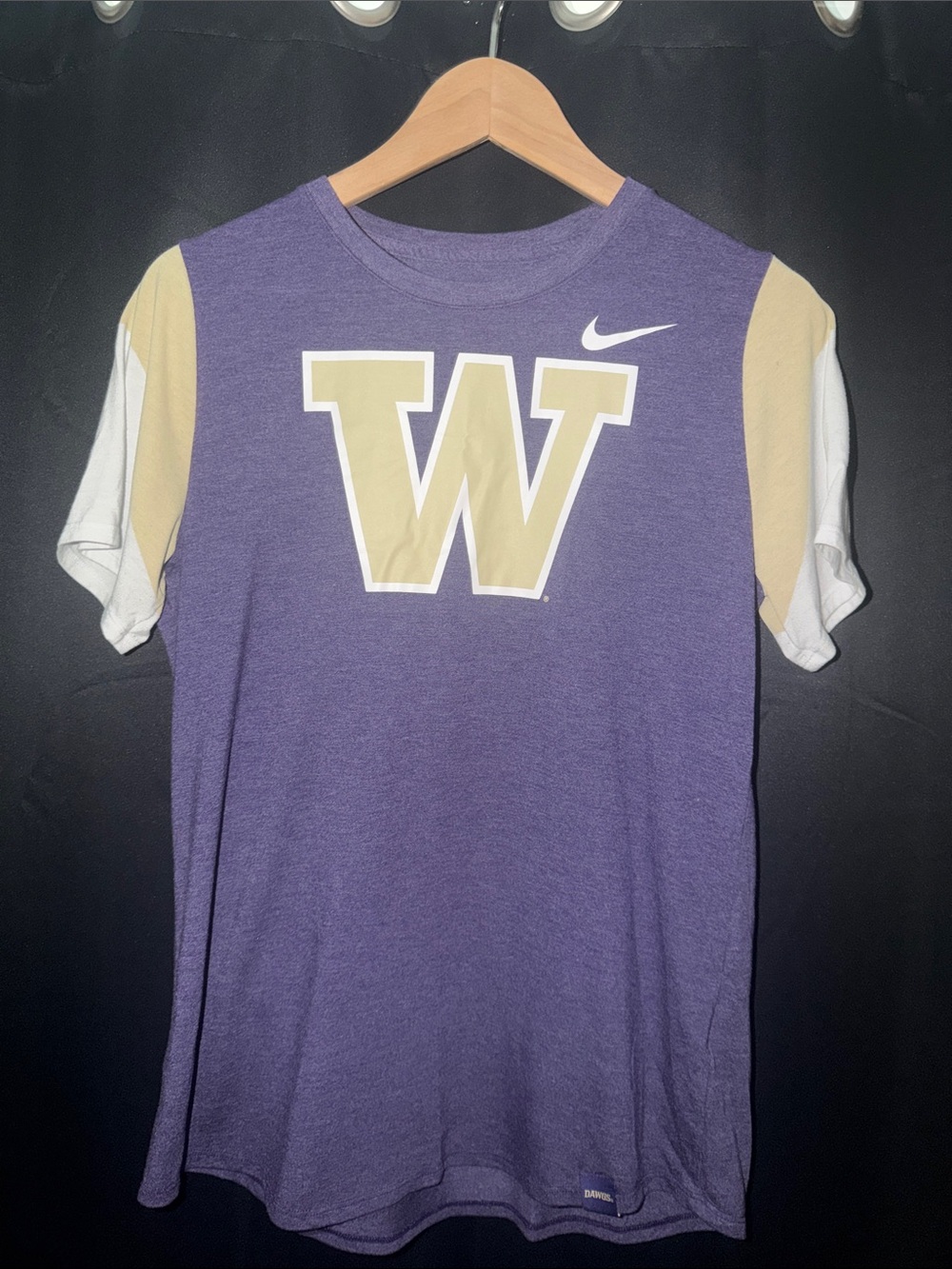 Nike Purple Short Sleeve Shirt with Cream 'W' Graphic